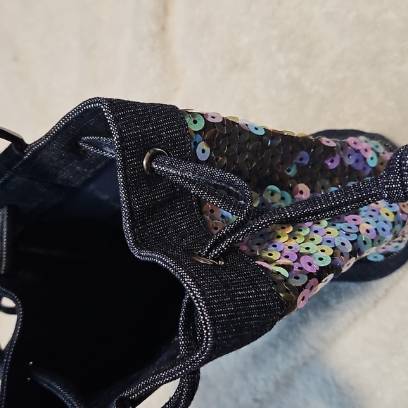 CHANEL Denim Iridescent Sequin Mini Bucket Bag - Picture 5 of 12